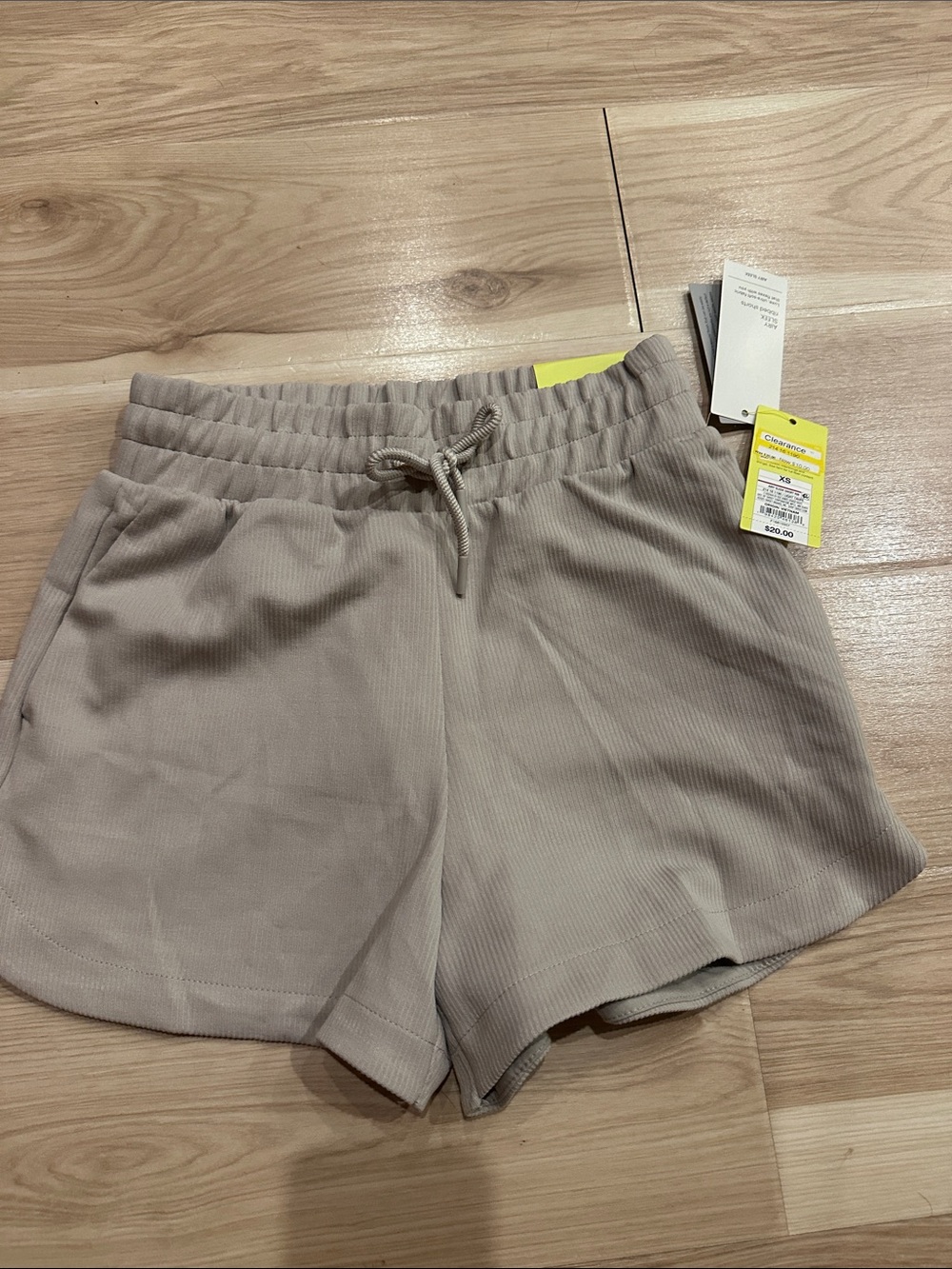 Women’s Taupe Ribbed Drawstring Shorts